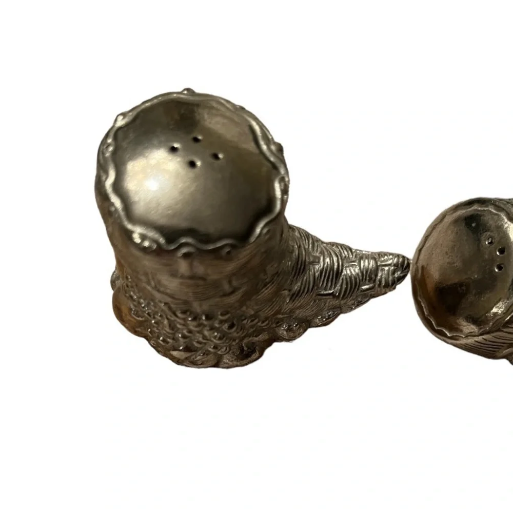 Lenox Kirk Steiff Collection Pewter Cornucopia Salt & Pepper Shakers